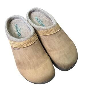Stegmann Halstatt Leather Wool Clog Slipper Mens 9 Tan Otho Comfort All Weather